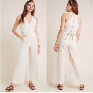Anthropologie Aren Halterneck Cream Jumpsuit